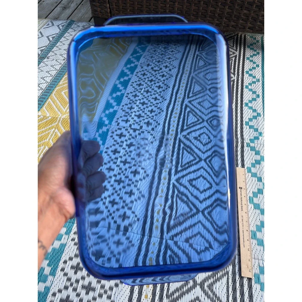 Pyrex 232-R Cobalt Blue Glass 2 Quart Rectangular Baking Dish Casserole Pan USA
